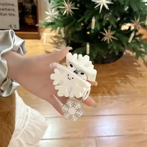 Christmas Cartoon Snowflake Case for AirPods 4 Airpod 1 2 3 Pro Pro2 Bluetooth Earbuds Protective Ea