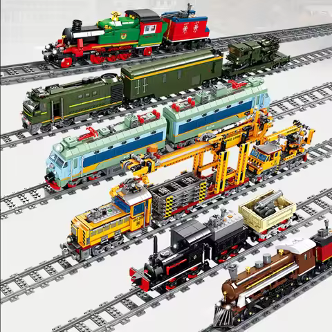KAZI High-Tech Creative City Train Station Rail Tracks Power Function Building Blocks Bricks DIY kid