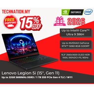 🔥[2026] Lenovo Legion 5i 15 Gen 11 (Ultra 9 386H/RTX5060/QHD 165hz OLED/Free RM2K gifts) 15% OFF
