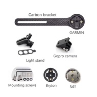 full carbon fiber for Garmin/bryton/cateye/igpsport Bicycle bike Computer support holder+GoPro Motion Camera Bracket+Lamp holder