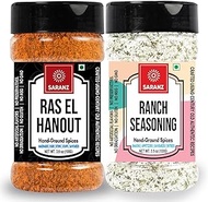 SARANZ Ras El Hanout & Ranch Seasoning (Combo Pack) Exotic Strong Flavoured | Perfect for Snacks, Ap