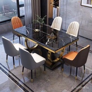 W-8&amp; Mild Luxury Marble Dining Tables and Chairs Combination Dining Table Small Apartment Household Eating Table Modern
