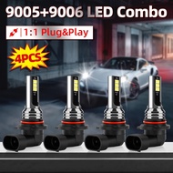 4 Pek Kombo Mentol 9005/HB3 9006/HB4 120W 28000LM 6500K Putih Mentol Lampu Kabus Putih Sejuk, Palam 