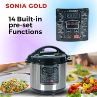 Electric Rice Cooker 10 In 1 Electric Pressure Cooker SoniaGold SG-ON6.0L  Stainless Steel Body, 6L/8L Capacity. 1000 Watts