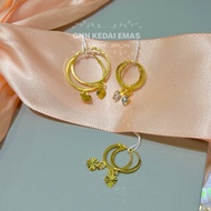 [GNN] EMAS 375 SUBANG BULAT S62 GANTUNG LOVE EARRING GOLD 375