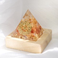 【白水晶+黃水晶+紅兔毛】奧根能量塔Orgonite (6cm/5cm/4cm)