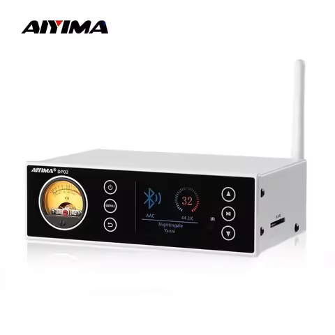 AIYIMA DP02 HiFi AKM4493 Decoder Bluetooth 5.1 Digital Player Preamp DSD512 OLED Display VU Meter US
