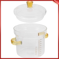 🍳 Mangkuk Kukus Kaca dengan Penutup Bekas Penyimpanan Sup 450ml Keperluan Dapur 2pcs