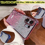 Casing Glitter Vivo V60 V 60 Pro V60 Lite 5G Vivo V50 Lite 5G Casing Soft Shockproof Clear Flower Ba