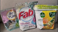 Ar FUM, Fab, Dettol 洗衣膠囊（3包有178粒）(全要$180）
