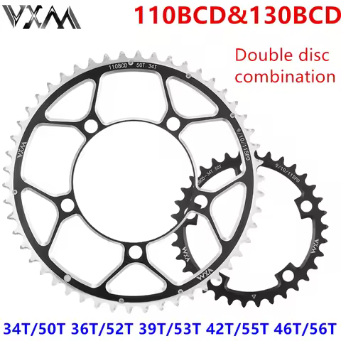 VXM Bike Double Chain 110BCD&130BCD 34T/50T/36T/52T/39T/53T BIke MTB Crank Set Chassis Aluminum Spro