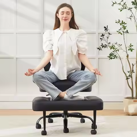 Criss Cross Legged Office Chair With Wheels,Swivel Meditation Chair For ADHD,Ergonomic Cross Legged 