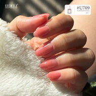 สีทาเล็บ สีทาเล็บกึ่งเจล U-DELI น้ำยาทาเล็บ สีชมพูสุขภาพดี 16ml ไม่ต้องอบ U-709 Jelly Pink สีชัด เงา