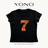 YONO Women's T-Shirt Baby Tee Slim Fit Number 7 Pumpkin Bat Halloween