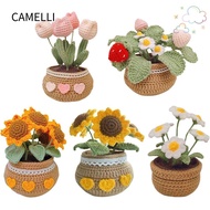 CAMELLI Crochet Kit, Crochet Multicolored Yarn Flower Crochet Kit, Sewing Tulip Flowerpot Knit Kits 