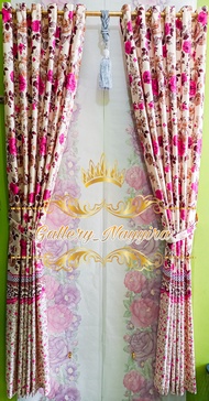 Gorden Minimalis Smockring Polos Katun Motif Bunga / Gorden murah / Gorden pintu / Gorden Jendela /