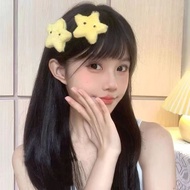 Super Cute Japanese Yellow Blush Plush Five-pointed Star Hair Clips Cute Girly Side Hair Pins Soft F