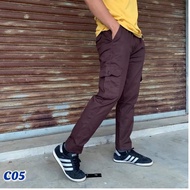 Cargo Army Slack 6Pockets Pants Unisex Tactical Elasticated Lelaki/Perempuan Waist Slimfit Local Sel