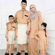 [CLEARANCE] BAJU MELAYU ILHAM DAN KEBAYA QAISARA SET FAMILY SEDONDON BEIGE