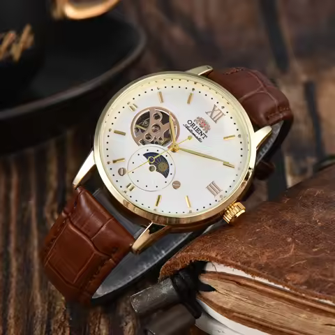 DFDG Orient Sport Automatic Mechanical Unisex Watch Full Function World Time Leather Strap