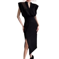 Elegant Dress Plain Split Dress for Women LNE58064