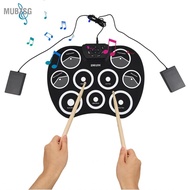 mubzsg Taruor Electronic Drum Set  Hand Roll 9 Pads MIDI Interface Supports DTX Games Without Speake