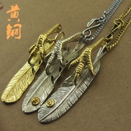 Japanese Feather Takahashi Goro Necklace Pendant Brass Keychain Pendant Pure Copper Eagle Claw Bird 