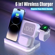 7 In 1 Wireless Charging Station For Apple Device With Night Light, Wireless Time & Temperature Sync