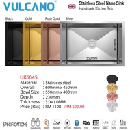 Vulcano Premium Nano Sink Package Deals Handmade Stainless Steel Nano Sink 600mm x 450mm