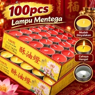 100PCS 1/2Hour Tealight Ghee Candle Red Yellow Lilin untuk Prayer Altar Temple Worship Offering Home