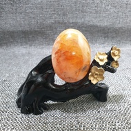 Natural stone Red Hematoid quartz crystal display home decoration / 红胶花水晶摆件 - 53.5mm X 39.2mm X 30.9