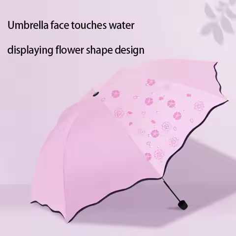 A lightweight folding umbrella, an 8-bone umbrella stand, and a flower shaped design on the umbrella