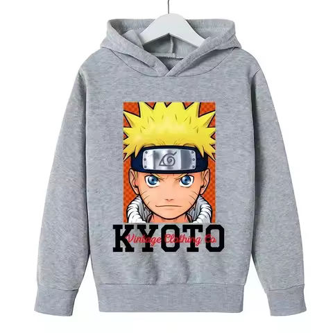 2024 Naruto Cartoon Children's Hoodie Naruto Boys Girls Nine-tail Chakra Autumn/Winter Sports Fashio