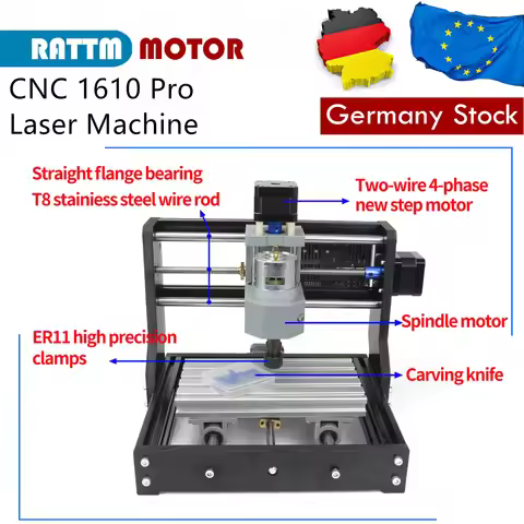 【EU Stock】GRBL control DIY mini CNC machine 1610 Pro CNC working area 180x100x45mm 3 Axis Pcb Millin