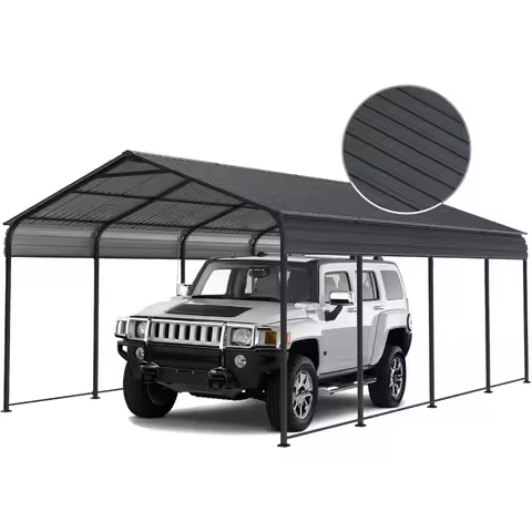12x20x8.7 FT Carport with Galvanized Steel Roof, Heavy Duty Metal Carport Canopy, Car Shelter Garage
