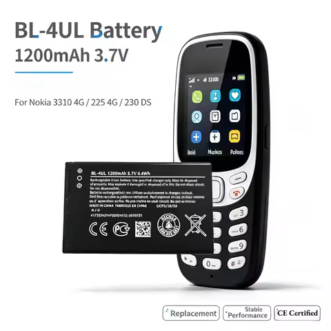 BL-4UL 1200mAh 3.7V Rechargeable Lithium Battery for Nokia 3310 4G 225 230 330 DS 5310 2020 RM-1172 