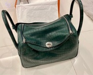 🈹罕有愛馬仕真品 Hermes Lindy 30 Crocodile Vert Titien (1T) 鱷魚皮 霧面 提香綠色 全套 極新 (not Chanel, LV, Kelly, Birkin