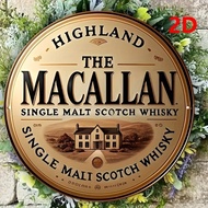 2D Macallan Vintage Aluminum Whiskey Sign - Rustic Bar Decor Scotch Gift