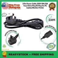 3 Pin Power Cable 250V 10A/13A Fuse China Plug EU Plug for PC Laptop Monitor Printer