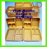 Grosir Tray Mika Bento Sekat 4 Kuning Lunch Box Kotak Makan Plastik