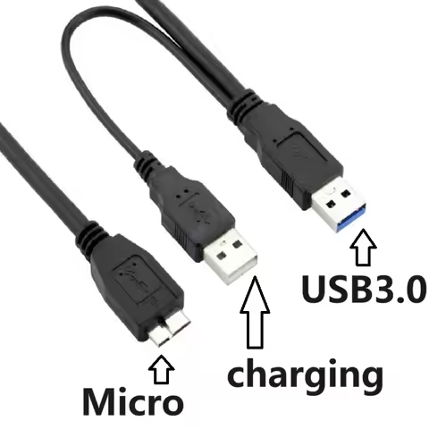 1M 0.5M HDD USB 3.0 Type A to Micro B Y Cable USB3.0 Data Cord For External Mobile Hard Drive Disk D
