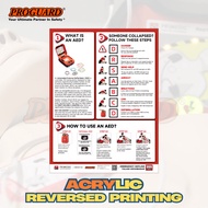 300x400mm "How To Use An AED" Acrylic AED DRSABCD Safety Sign Emergency CPR Signs Proguard