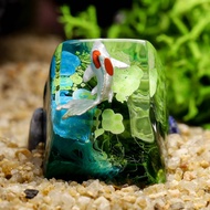 Green koi fish keyboard buttons, SA profile gaming keycaps, artisan keycap for mechanical keyboard, 
