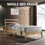 EGO Muji Wooden Single Bed Frame Katil Bujang Simple Modern Design Bedroom Furniture (NATURAL OR WHITE)