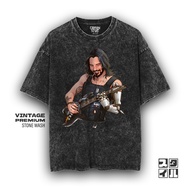 Caption'Style Cyberpunk Games Clothes 2077 JOHNY SILVERHAND Stonewash T-Shirt | Women's Oversized T-