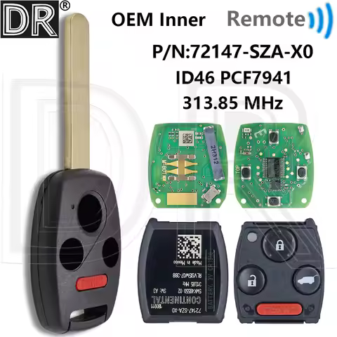 Great OEM Inner ID46 PCF7941 313.85 FSK P/N:72147-SZA-X0 Car Remote Control Key For Honda Accord Sed