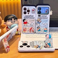 Compatible For iPhone 8 7 6 PLUS XS MAX X XR 5 5S SE SE2 SE3 Crayon Shin-chan walk the dog Flip Mirr