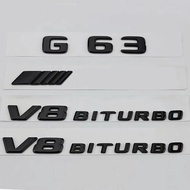 3d ABS Glossy Black Letters Car Accessories Rear Trunk Badge Sticker G 63 V8 BITURBO Emblem Logo For