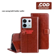 Leather Flip Cover Casing Book case Redmi Note 13 Pro 5G Redmi Note 13 Pro Plus Redmi Note 14 4G Red