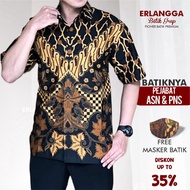 PRIA KATUN HITAM KEMEJA Batik Shirt Men Short Sleeve Black Batik Tops Men Batik Shirts Men Batik Shirts Men Batik Shirts Modern Men Batik Shirts Men Batik Shirts Cool Material Sragenan Premium Tops Pns Basnis